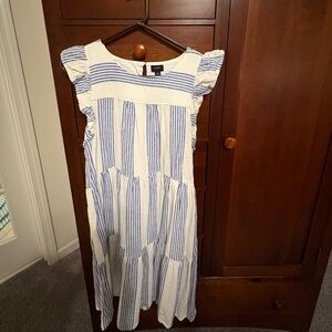Blue and White Striped Dress
